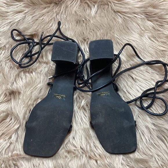 Dearuser Square Open Toe Lace up Wrap Chunky High Heels Strappy Block Sandals - Picture 8 of 13